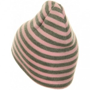 Skullies & Beanies Trendy Striped Beanie - Pink Grey - CZ114YSOQQZ $33.84