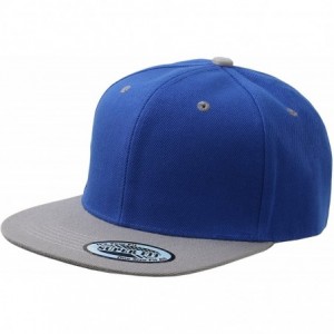 Baseball Caps Blank Adjustable Flat Bill Plain Snapback Hats Caps - Royal/Light Grey - CD11LI0NF0P $6.95