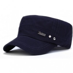 Baseball Caps Solid Brim Flat Top Cap Army Cadet Style Military Ripped Hat Peaked Cap - Blue - CM17YHI6RSE $12.06