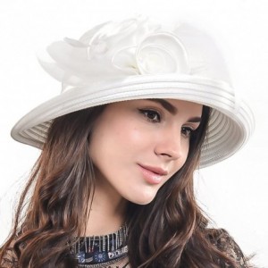 Bucket Hats Women Kentucky Derby Dress Church Wedding Party Feather Bucket Hat S608-A - Cream - CT17YUKLIWN $49.06