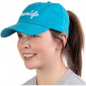 Baseball Caps Momlife - Ponytail Dad Hat Funny Cute Mom Life Mommy Mother Pony Tail Low Cap - Turquoise - CY18OYW4Y78 $29.44