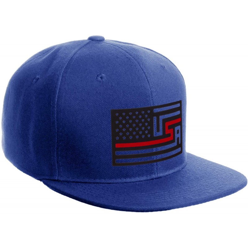 Baseball Caps USA Redesign Flag Thin Blue Red Line Support American Servicemen Snapback Hat - Thin Red Line - Royal Cap - C41...