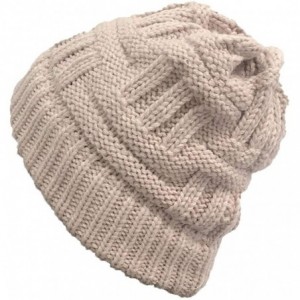 Skullies & Beanies New Women Keep Warm Winter Casual Knitted Hat Wool Hemming Hat Ski Hat - Beige5 - CB1932I0T8W $17.79