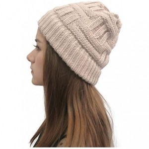 Skullies & Beanies New Women Keep Warm Winter Casual Knitted Hat Wool Hemming Hat Ski Hat - Beige5 - CB1932I0T8W $17.79