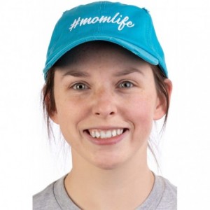 Baseball Caps Momlife - Ponytail Dad Hat Funny Cute Mom Life Mommy Mother Pony Tail Low Cap - Turquoise - CY18OYW4Y78 $26.54