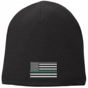 Skullies & Beanies Black Thin Green Line American Flag Federal Agent Military Skull Cap - C117Y9ANNHO $28.18