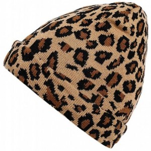 Newsboy Caps Unisex Classic Knit Beanie Women Men Winter Leopard Hat Adult Soft & Cozy Cute Beanies Cap - Yellow - C4192R6TXA...