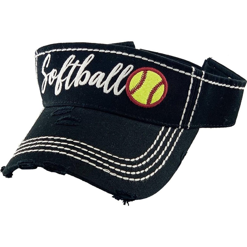 Visors Womens Baseball Cap Sun Visor High Ponytail Bun Adjustable Vintage Distressed Athletic Hat - CM1953D6W3N $35.06