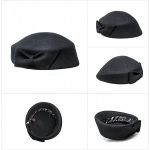 Fedoras Pillbox Hat- Wedding Hat with Veil Vintage Bow Fascinator Hats for Women - Black - CJ18I034QA7 $34.28
