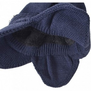 Skullies & Beanies Cable Visor Beanie Black Men Knit Winter Hats - B323-navy - CQ18KMI922I $31.87