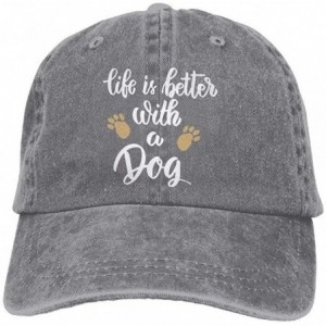 Baseball Caps Life is Better with A Dog Vintage Sun Hats Travel Sunscreen Baseball Caps for Men Women - Gray - CW18Q2K4KNS $2...
