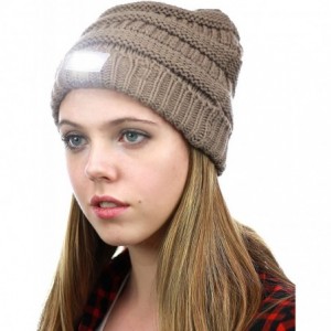 Skullies & Beanies LED Hands Free Light Winter Cable Knit Cuff Beanie Hat - Taupe - CR12J585H3T $27.34