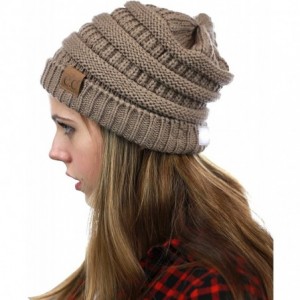 Skullies & Beanies LED Hands Free Light Winter Cable Knit Cuff Beanie Hat - Taupe - CR12J585H3T $27.34