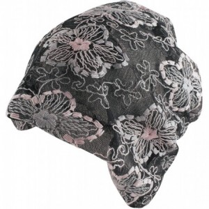 Skullies & Beanies Floral Stitched Slouchy Mesh Beanie Headband - Black - C611N3HBNB9 $20.60