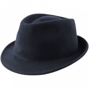 Fedoras Nude Felt Trilby Wool Felt Trilby Hat Packable Water Repellent - Marine - CT187DUWSSI $36.12
