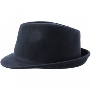 Fedoras Nude Felt Trilby Wool Felt Trilby Hat Packable Water Repellent - Marine - CT187DUWSSI $64.68