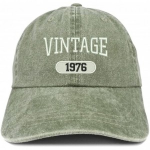 Baseball Caps Vintage 1976 Embroidered 44th Birthday Soft Crown Washed Cotton Cap - Olive - CS180WSQ56M $37.92