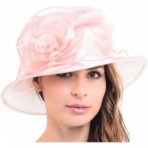 Sun Hats Women Floral Wedding Dress Tea Party Derby Racing Hat - Pink - CV12H97NMK3 $55.40