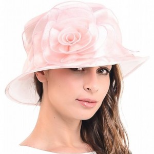 Sun Hats Women Floral Wedding Dress Tea Party Derby Racing Hat - Pink - CV12H97NMK3 $45.96