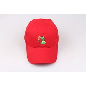 Baseball Caps The Frog "Sipping Tea" Adjustable Strapback Cap - Red Frog - C5188CH0ROO $30.79