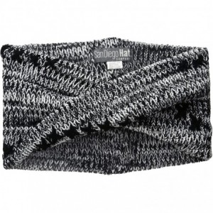 Cold Weather Headbands Women's Oversized Twist Knit Headband with Stitch Detail - Black - CM12ISXBPOR $44.78