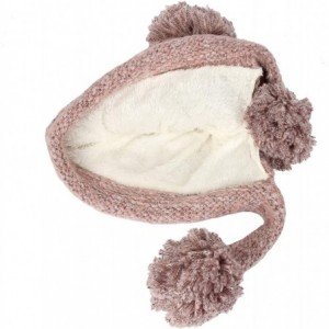 Skullies & Beanies Fleece Lining Thick Cable Knit Beanie Hat Pom Earflaps DZ70028 - Pink - CW18L754N90 $33.51