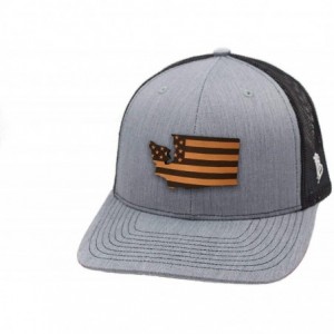 Baseball Caps 'Washington Patriot' Leather Patch Hat Curved Trucker - Heather Grey/Black - CX18IGOZYRA $55.99