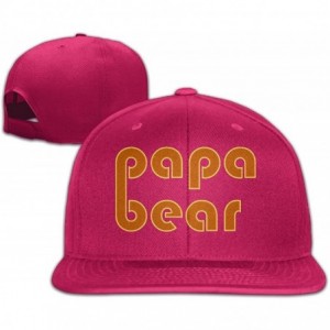 Baseball Caps Papa Bear Flat Visor Baseball Cap- Designed Snapback Hat White - Red - CA18E4LO64N $27.04