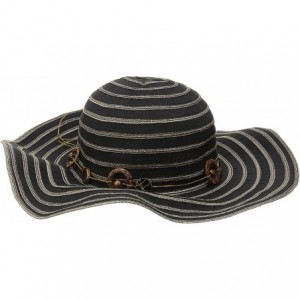 Sun Hats Women's 4-inch Brim Ribbon Sun Hat with Bead Trim - Black - CY126AOQ5GD $30.60