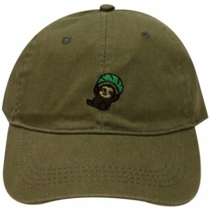 Baseball Caps Flying Sloth Cotton Baseball Dad Caps - Olive - CR184D02X4H $25.57