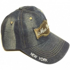 Baseball Caps New York City Patch Vintage Denim Blue Cotton Baseball Cap - Denim Blue - C011WS74SIZ $13.17