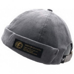 Skullies & Beanies Unisex Beanie Corduroy Docker Brimless Hat Rolled Cuff Harbour Hat - Grey - C818LGEIZ43 $14.54