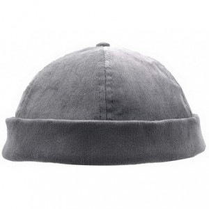Skullies & Beanies Unisex Beanie Corduroy Docker Brimless Hat Rolled Cuff Harbour Hat - Grey - C818LGEIZ43 $25.11