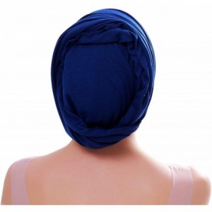 Skullies & Beanies 2 Pcs Women Headwrap Long Scarf Turban Sleeping Cap Stretch Cotton Hat Hair Wrap Makeup Cap Hair Loss Cap ...