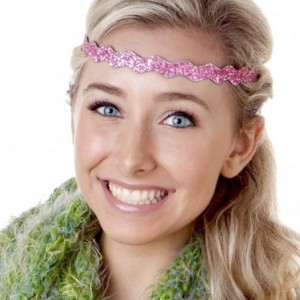 Headbands Women's Adjustable NO Slip Wave Bling Glitter Headband - Light Pink Wave 1pk - CC11VC7E03F $17.69