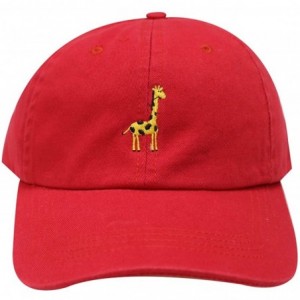 Baseball Caps Giraffe Cotton Baseball Dad Caps - Red - C612MX6MLHI $23.31