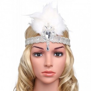 Headbands 1920s Flapper Headpiece 20s Carnival Feather Headband Gatsby Accessory - White - C5182M4R9XI $22.85