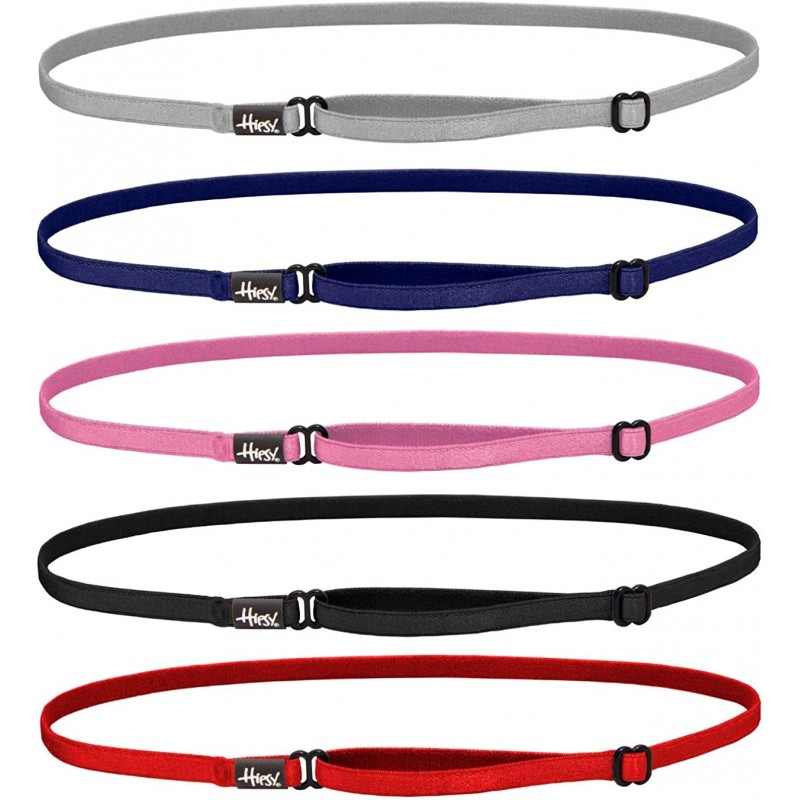 Headbands Women's Elastic & Adjustable No Slip Running Headband Multi Pack - Red/Black/Pink/Navy/Silver Elastic 5pk - C318Y3A...