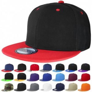 Baseball Caps Classic Snapback Hat Cap Hip Hop Style Flat Bill Blank Solid Color Adjustable Size - 1pc Black/Red - CB18GNDIU4...