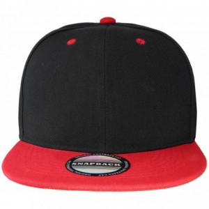 Baseball Caps Classic Snapback Hat Cap Hip Hop Style Flat Bill Blank Solid Color Adjustable Size - 1pc Black/Red - CB18GNDIU4...