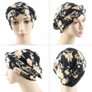 Skullies & Beanies 3 Packs Women Turban-Colorful Floral Printed One Plait Elegant Stretch Turban Head Wrap for Cancer Chemo -...
