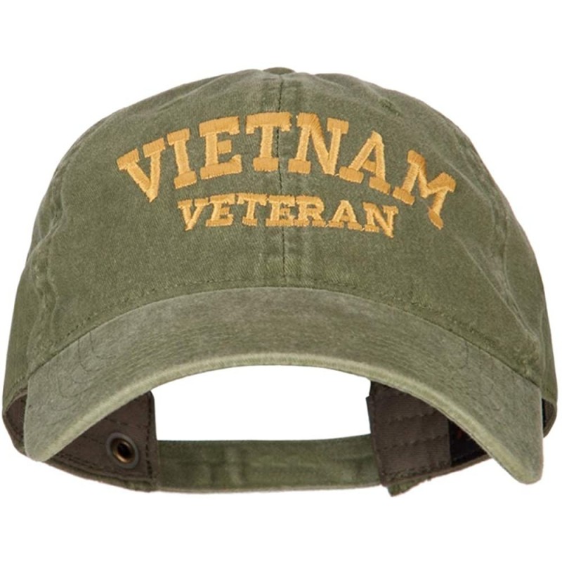 Baseball Caps Vietnam Veteran Embroidered Washed Cap - Olive - CX18X6MTXQ5 $18.42
