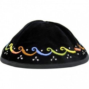 Skullies & Beanies Black Velvet Kippah Beanie Yarmulke Kippa Israel Tribal Jewish Hat Covering Cap 20cm - Multicolored Wave D...