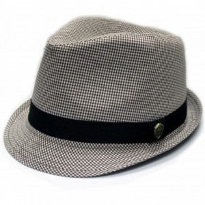 Fedoras Pmt570 Small Checker with Plain Band Fedora - Brown (S/m Size) - CL11CUM49V9 $32.49