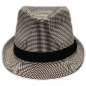 Fedoras Pmt570 Small Checker with Plain Band Fedora - Brown (S/m Size) - CL11CUM49V9 $27.38
