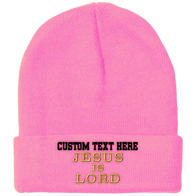 Skullies & Beanies Custom Beanie for Men & Women Jesus is Lord A Embroidery Acrylic Skull Cap Hat - Soft Pink - CQ18ZWOCMTA $...