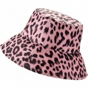 Bucket Hats Women Reversible Bucket Hat Fashion Leopard Fisherman Hats Packable Floppy Sun Cap - Pink - CX18YDQ5RH6 $30.23