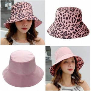 Bucket Hats Women Reversible Bucket Hat Fashion Leopard Fisherman Hats Packable Floppy Sun Cap - Pink - CX18YDQ5RH6 $28.72