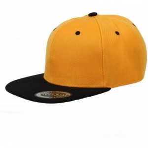 Baseball Caps Blank Adjustable Flat Bill Plain Snapback Hats Caps - Yellow/Black - CX11LI0NN61 $20.19