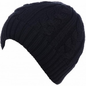 Skullies & Beanies Womens Winter Knit Beanie Hat Plush Fleece Lined - 709black - CR18ZAT033A $42.24